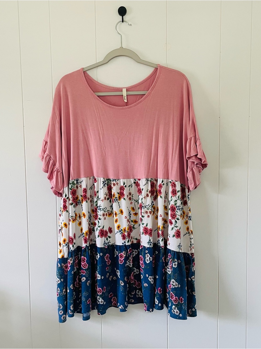 Celeste Pink Floral Tiered Blouse
